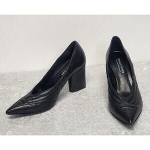 DONALD PLINER Womens Black Leather Quilted Pumps-Size 10M